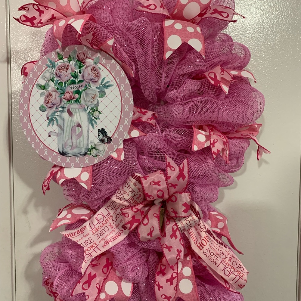 Item80Breast Awareness’s Wreath Support a family or friend Cancer Breast Wreath